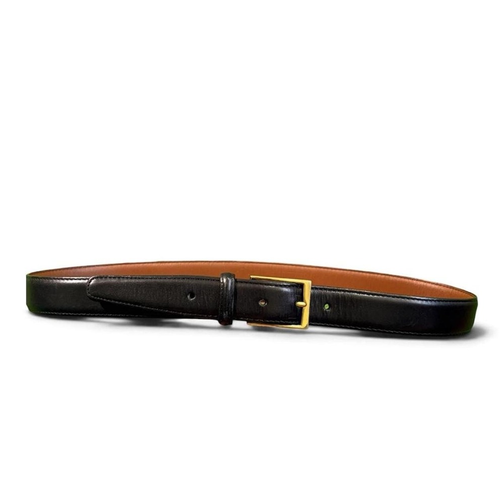 Vintage Brighton Anilina Men's Size 36 Black Leather Belt Solid Brass